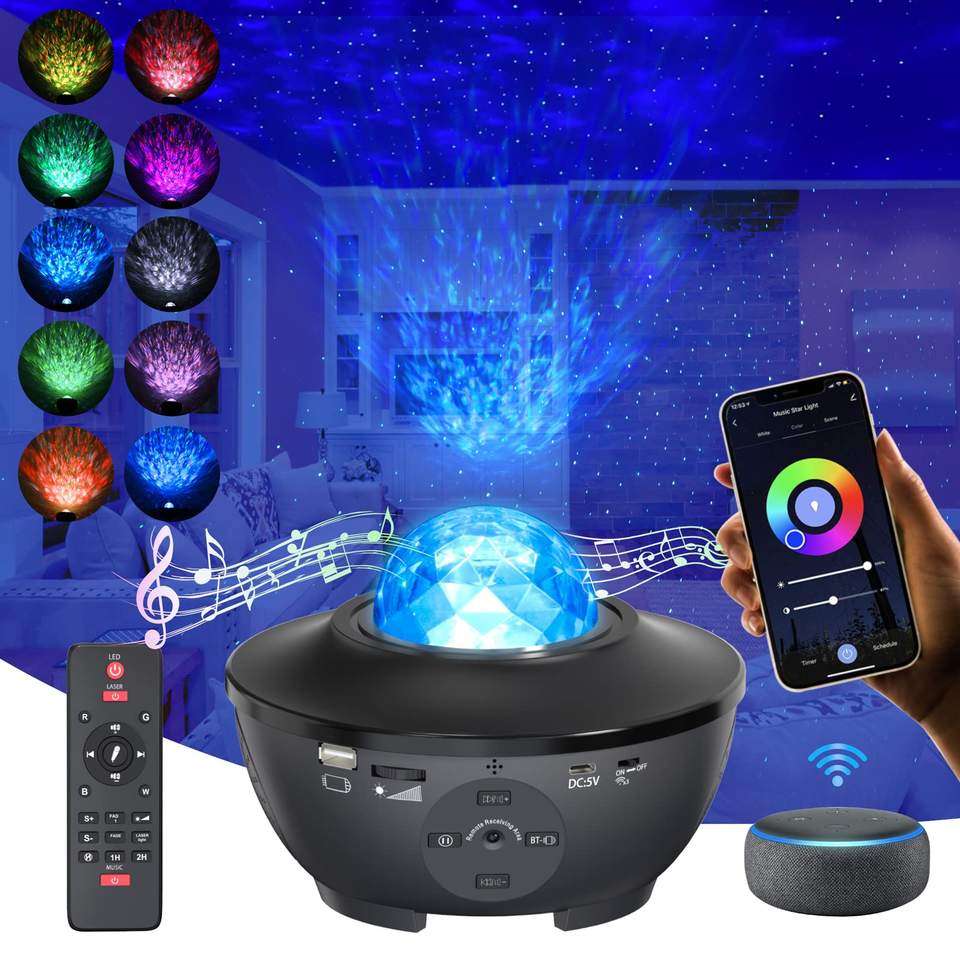 Star Projector Bedroom Led Night Light Rotating Star Lamp Speaker