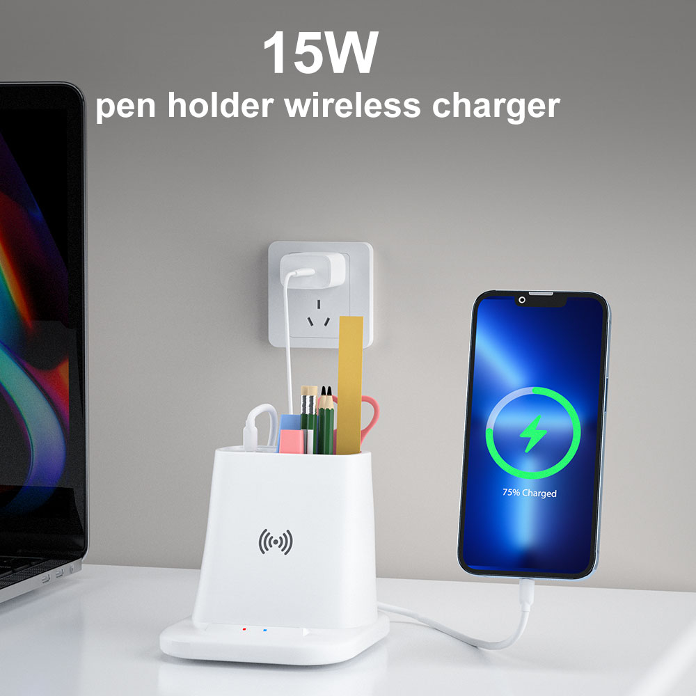 Multifunctional Office Phone Wireless Charger Promotional Gift Wireless Charger With Pen Holder