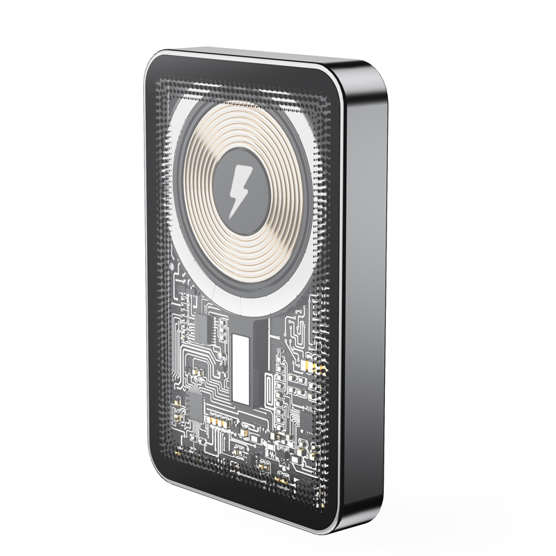 Transparent Type C Magnetic Wireless Charging Power Bank 5000mah