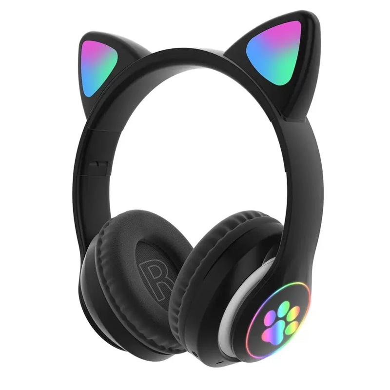 New Girls Cute Pink Foldable Cat Ear Headset For Kids