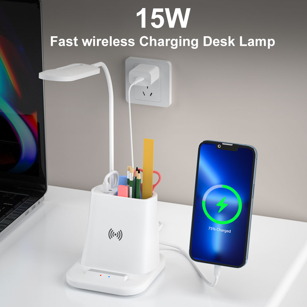 5 In 1 Wireless Charging Station Qi 15w Fast Portable Pen Holder Wireless Charger