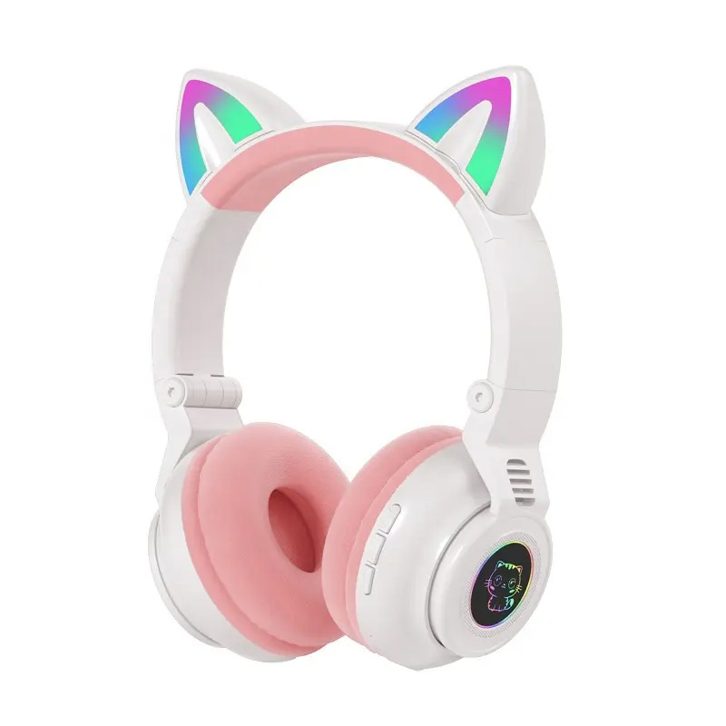 Cat Ear Headset Stereo Wireless Stereo Cute Pink Headphones